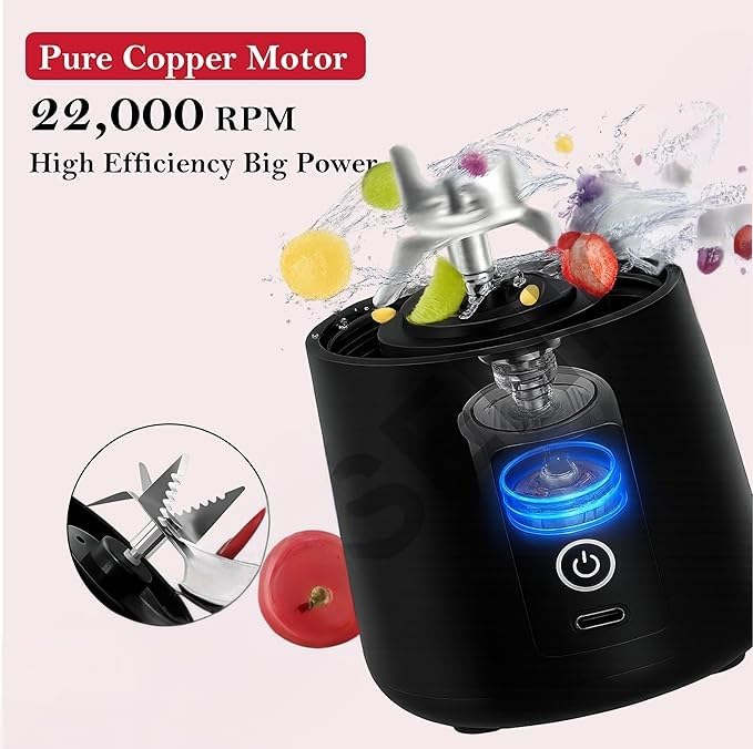 USB Mini Portable Blender – 6 Blade Power Bottle for Smoothies, Juices & Protein Shakes (Assorted Colors)